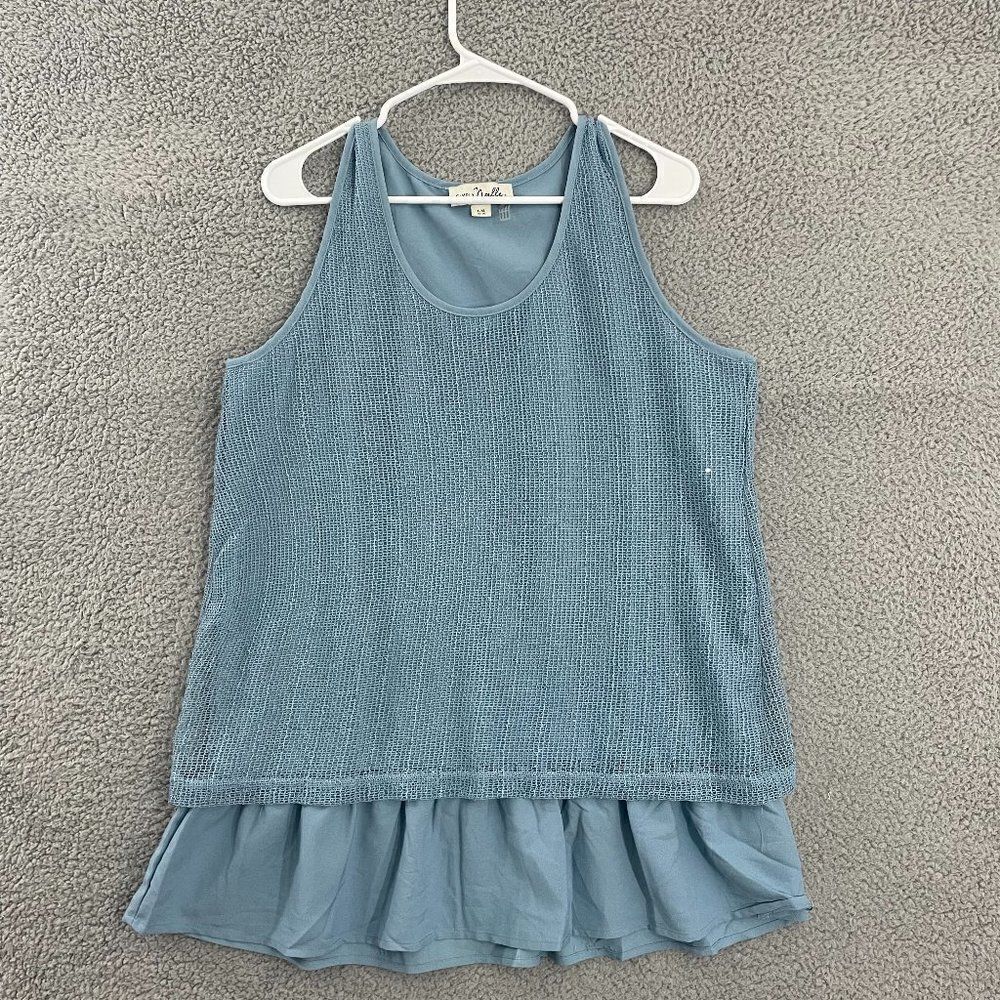 Simply Noelle Women L/XL Sky Blue Sequined Layered Casual Tank